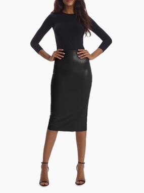 Commando Black Faux Leather Pencil Skirt